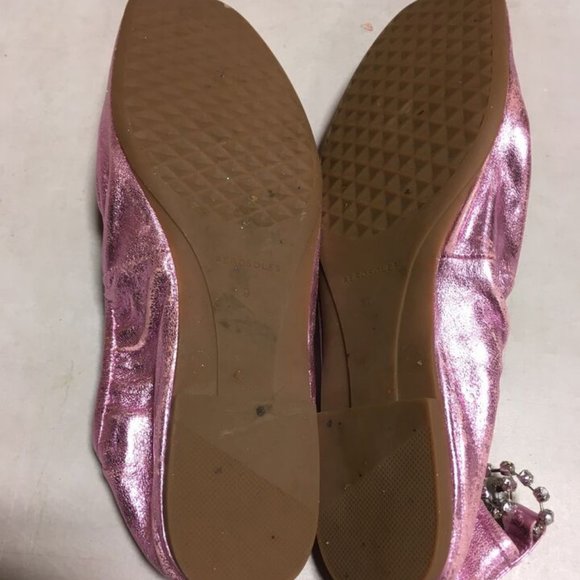AEROSOLES RACHIE LILAC METALLIC LEATHER BALLET FLATS W/REMOVABLE ANKLE STRAP 9 - Picture 10 of 10